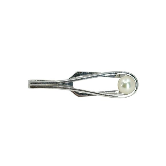 MCM Mikimoto Men's Japanese Saltwater Akoya Cultured Pearl Tie Bar Sterling 925
